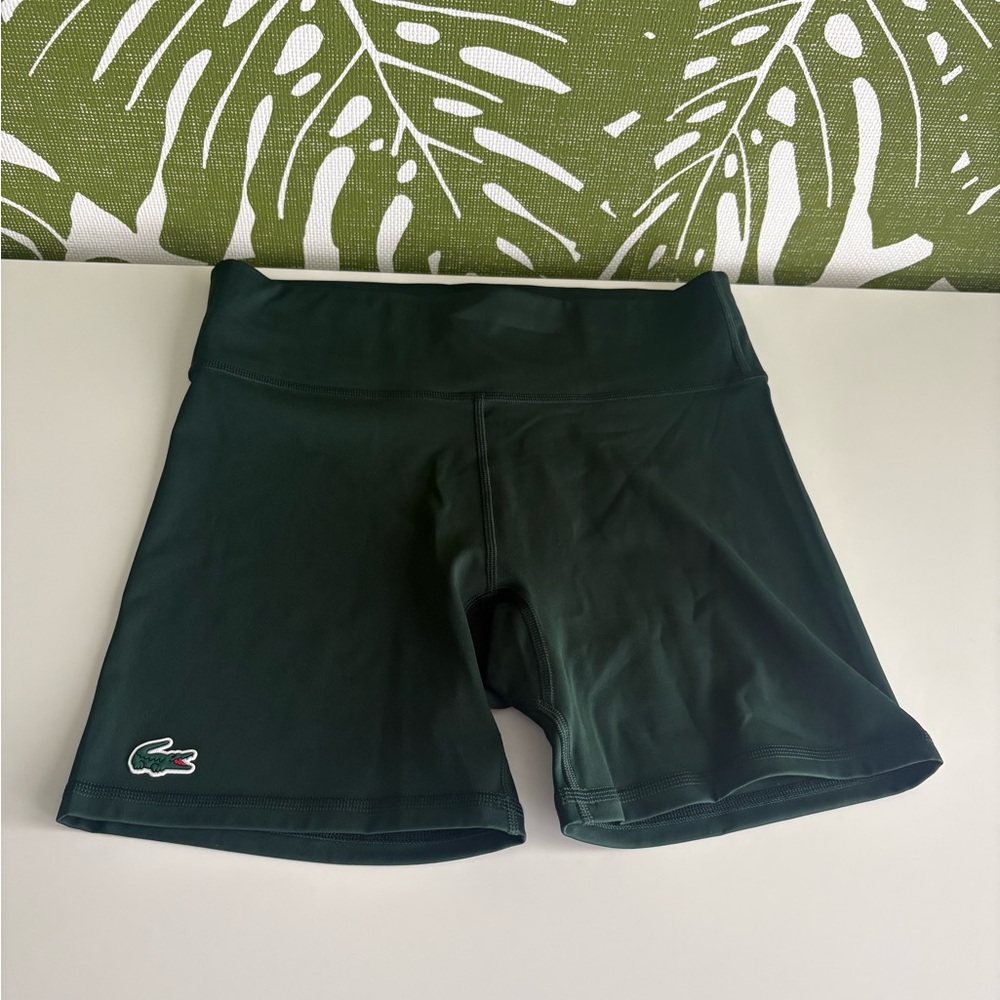 Lacoste Women's Deep Green Bike Shorts with Crocodile Logo